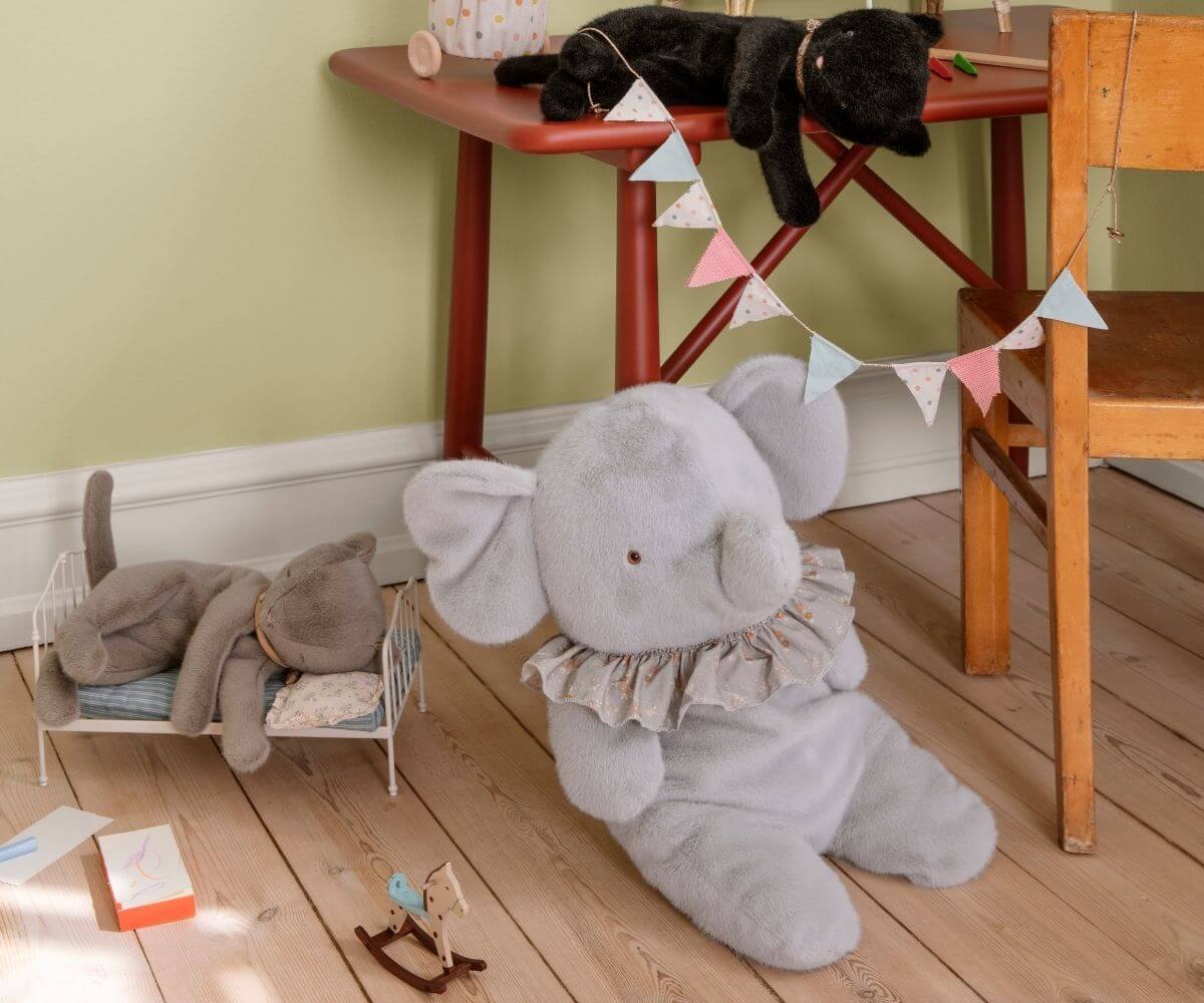 Maileg, Elephant Plush, Big - Blue/grey - Image 11
