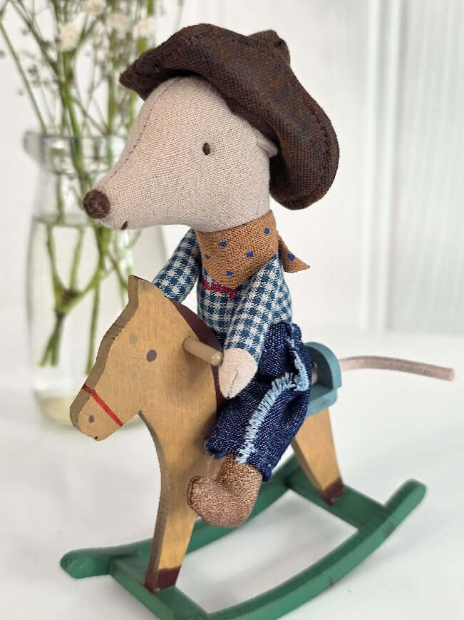 Maileg, Cowboy Mouse on Rocking Horse, Little Brother - Image 11